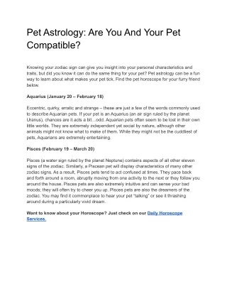 Pet Astrology: Are You And Your Pet Compatible?