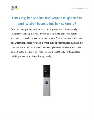 Looking for Mains fed water dispensers and water fountains for schools?