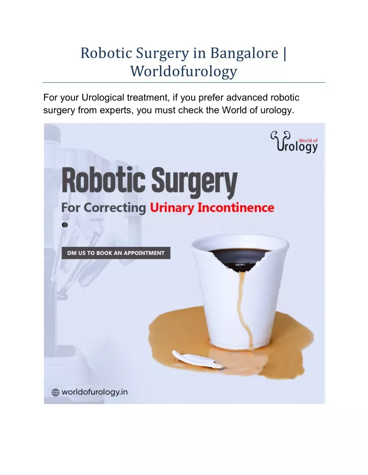 robotic surgery in bangalore worldofurology