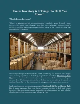 excess inventory 3 things to do if you have it