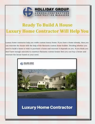 Ready To Build A House? Luxury Home Contractor Will Help You