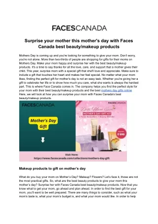 Surprise your mother this mother's day with Faces Canada best beauty_makeup products