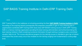 SAP BASIS Training Institute in Delhi