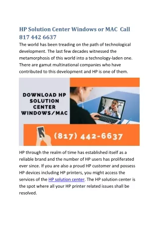 Download HP Solution Center to Windows Or MAc