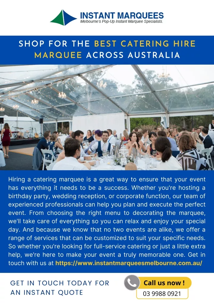 shop for the best catering hire marquee across