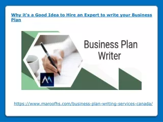 Why it's a Good Idea to Hire an Expert to write your Business Plan