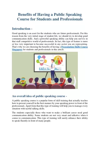 benefits of having a public speaking course