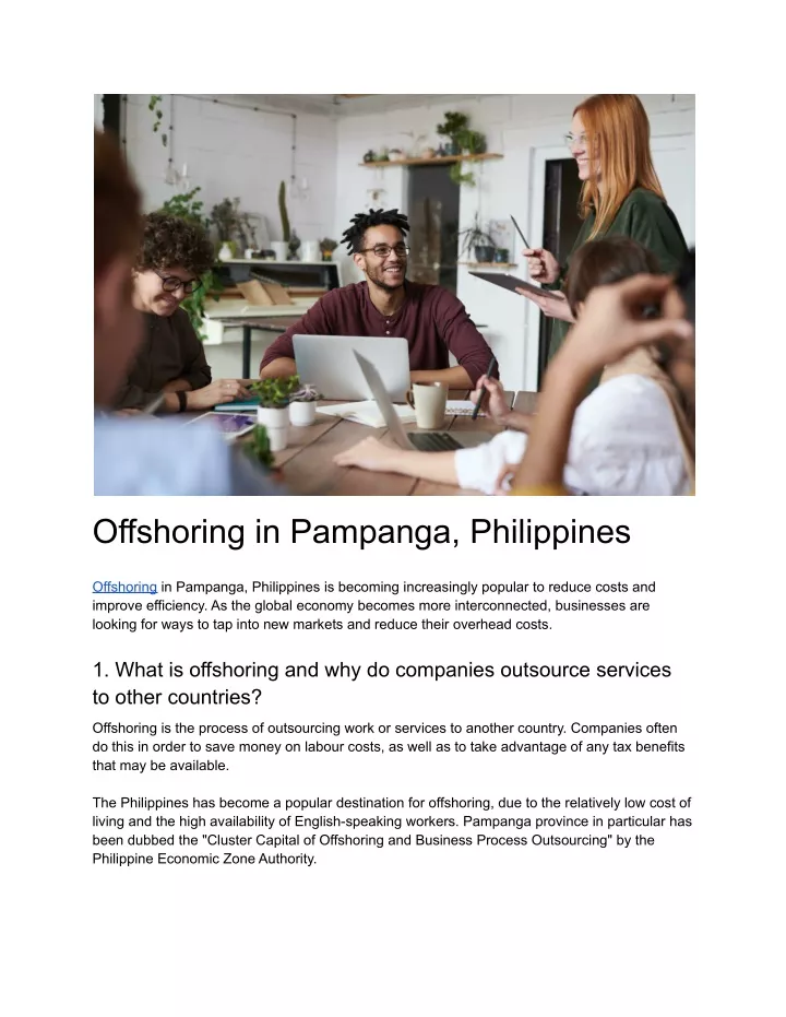 offshoring in pampanga philippines