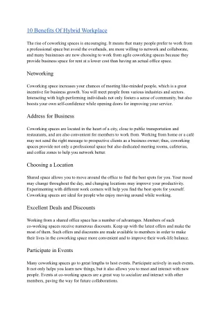10 benefits of hybrid workplace