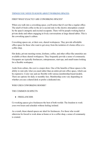 things you need to know about working spaces