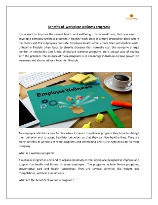Benefits of  workplace wellness programs