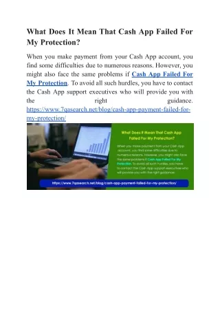 what does it mean that cash app failed