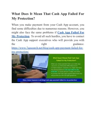 What Does It Mean That Cash App Failed For My Protection?