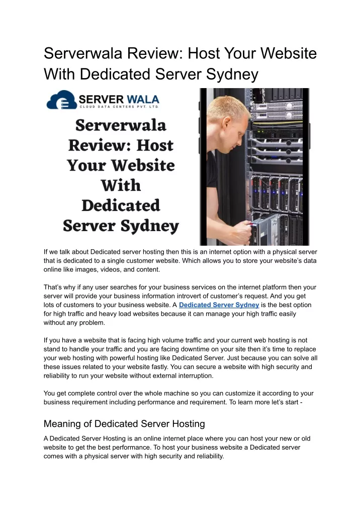 serverwala review host your website with