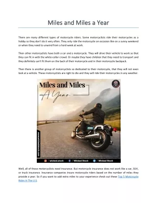 Miles and Miles a Year