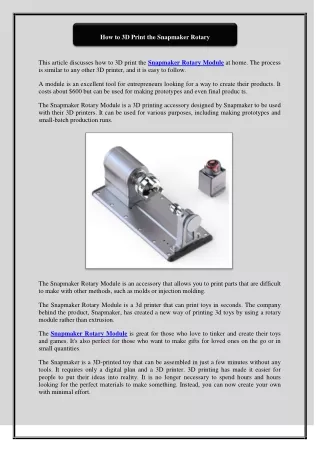 how to 3d print the snapmaker rotary