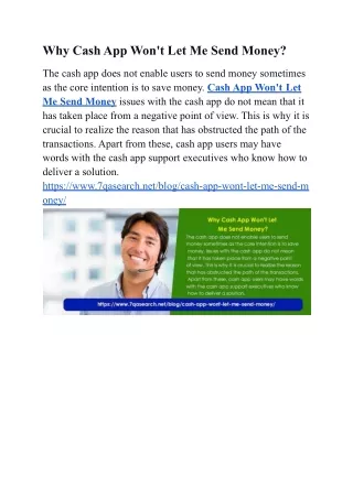 Why Cash App Won't Let Me Send Money?
