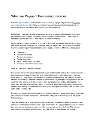 What are Payment Processing Services