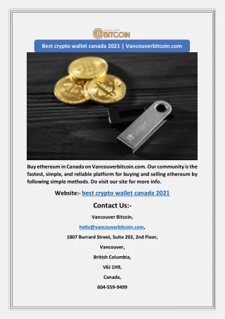 Best crypto wallet canada 2021 | Vancouverbitcoin.com