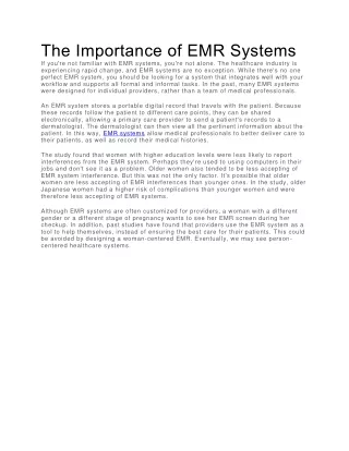 the importance of emr systems