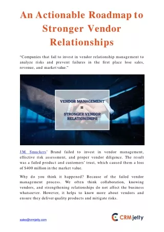an actionable roadmap to stronger vendor relationships