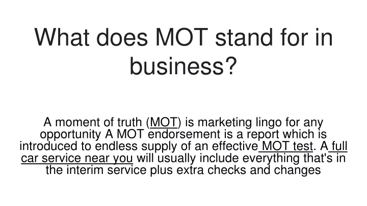 what does mot stand for in business