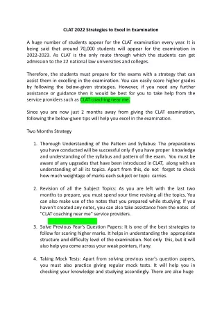 clat 2022 strategies to excel in examination