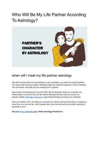 Who Will Be My Life Partner According To Astrology?