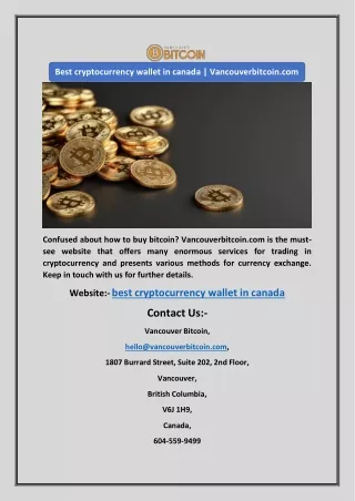 Best cryptocurrency wallet in canada | Vancouverbitcoin.com
