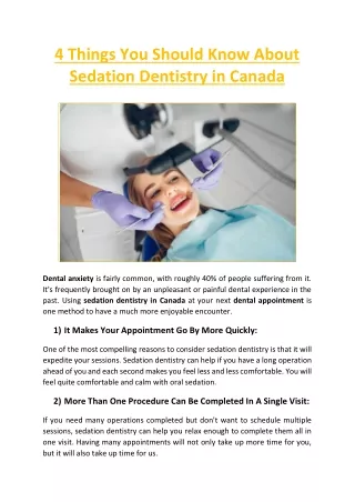 4 Things You Should Know About Sedation Dentistry in Canada