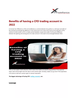 Benefits of having a CFD trading account in 2022
