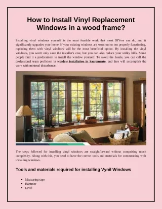 Easy Tips To Install Vinyl Windows Replacement In Wood Frame