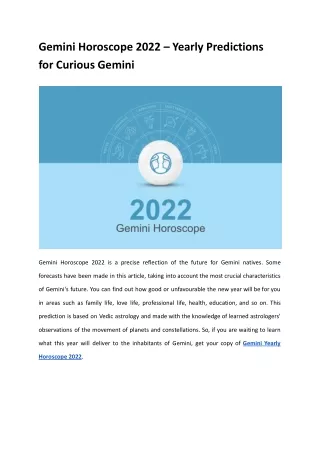 Gemini Horoscope 2022 – Yearly Predictions for Curious Gemini