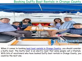 Booking Duffy Boat Rentals in Orange County