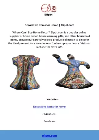 Decorative Items for Home | Elipot.com