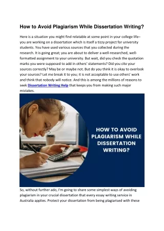 how to avoid plagiarism while dissertation
