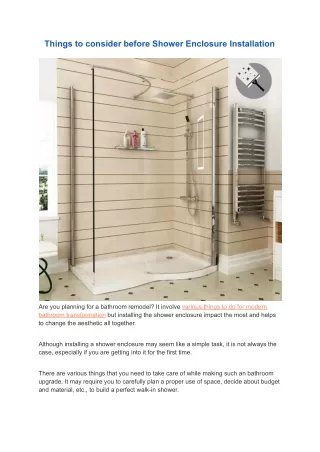 things to consider before shower enclosure