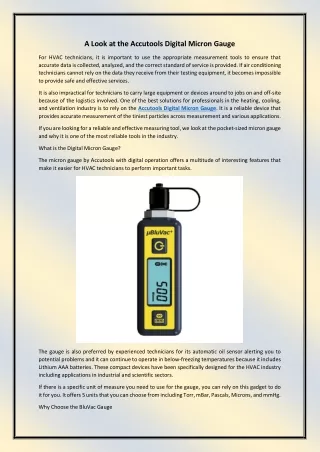 A Look at the Accutools Digital Micron Gauge