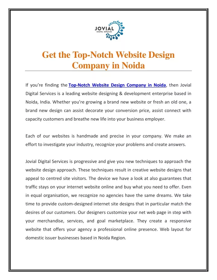 get the top notch website design company in noida