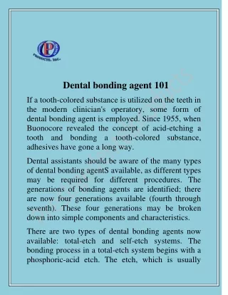 Dental Bonding Agents by Prestige Dental Products