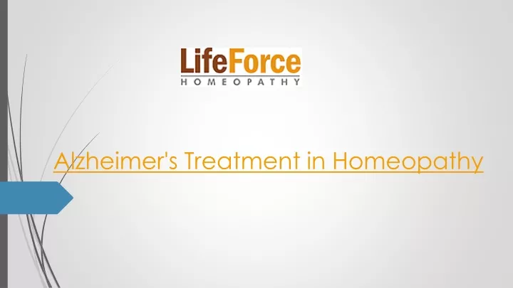 alzheimer s treatment in homeopathy