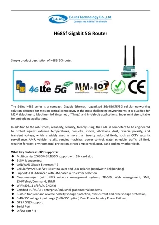 h685f gigabit 5g router