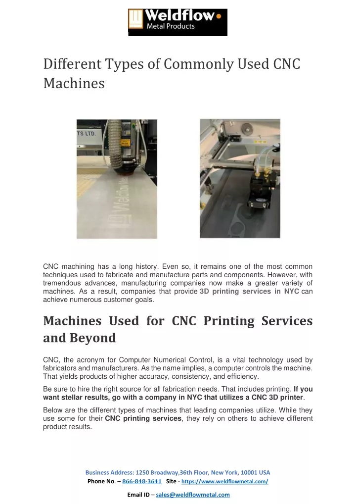 different types of commonly used cnc machines