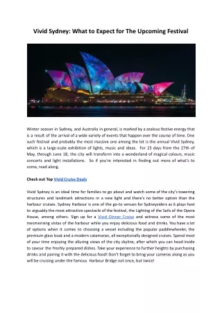 Vivid Sydney - What to Expect for The Upcoming Festival