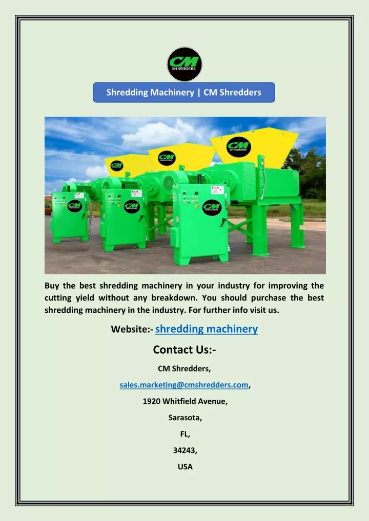 shredding machinery cm shredders