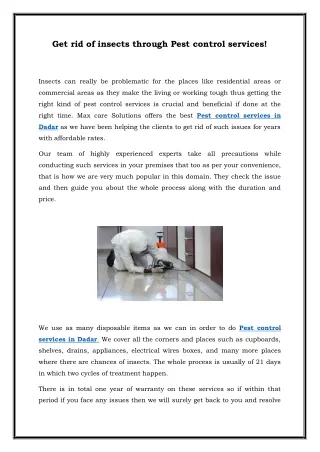 Get rid of insects through Pest control services