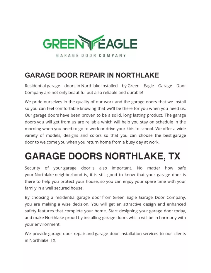 garage door repair in northlake