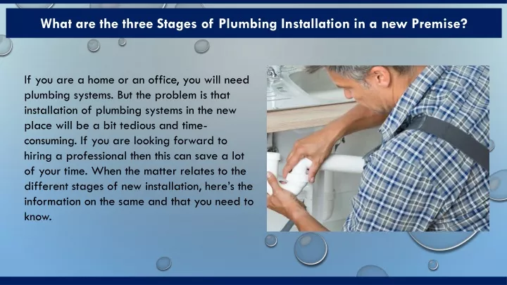 what are the three stages of plumbing