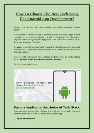 how to choose the best tech stack for android