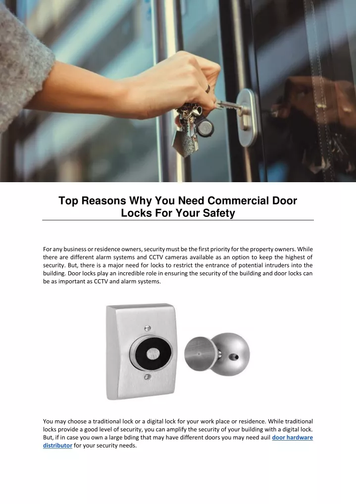 top reasons why you need commercial door locks